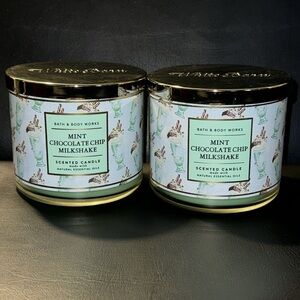 🆕 MINT CHOCOLATE CHIP MILKSHAKE 2 Bath & Body Works 3 Wick Candles RARE Summer